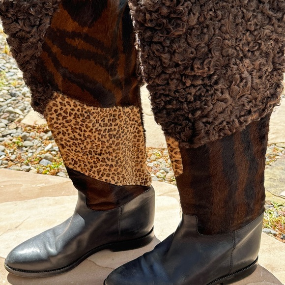 Maud Frizon Multi Pattern Fur Knee Boots - Picture 3 of 9